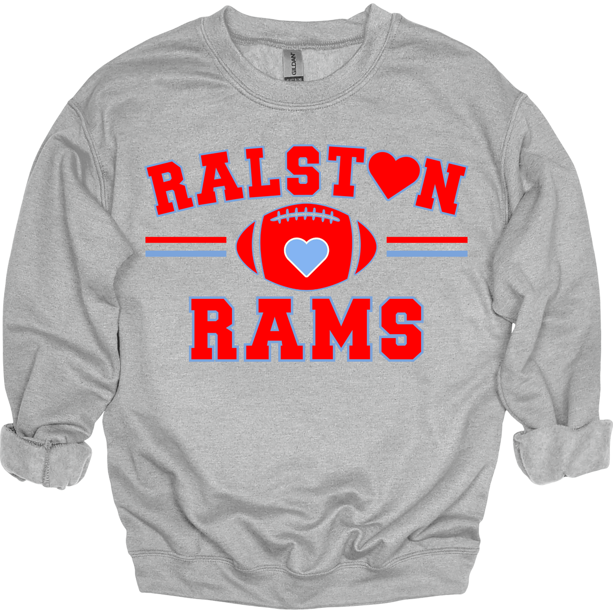 Ralston Rams Football Heart Crewneck Sweatshirt