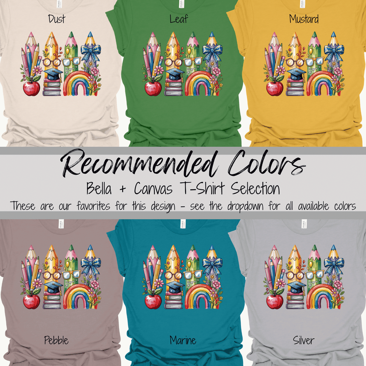 Classroom Essentials | Watercolor Rainbow Pencils Graphic Tee