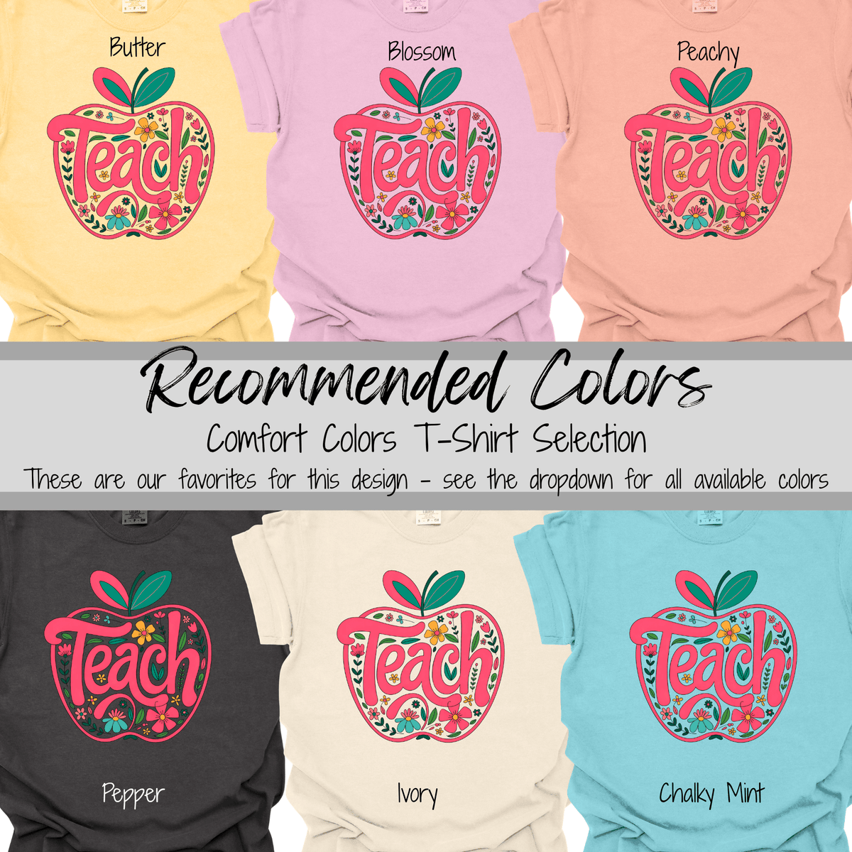 Floral Teach Apple | Teacher Graphic Tee