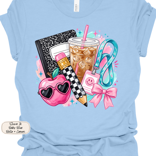 Teacher Essentials | Pink Teacher Life Graphic Tee
