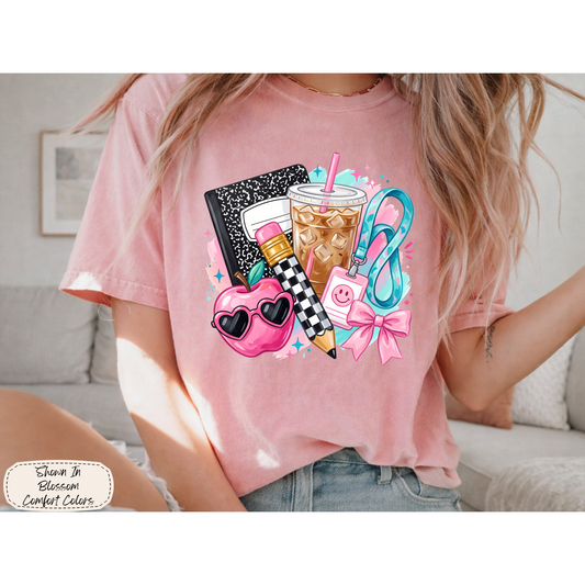 Teacher Essentials | Pink Teacher Life Graphic Tee