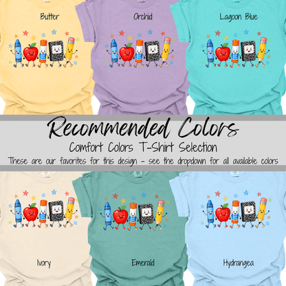 Classroom Essentials | Happy School Supplies Graphic Tee