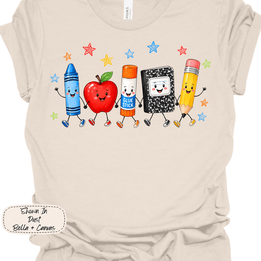 Classroom Essentials | Happy School Supplies Graphic Tee