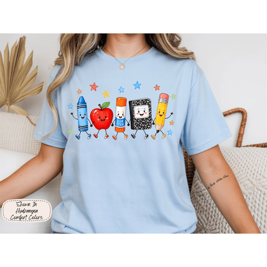 Classroom Essentials | Happy School Supplies Graphic Tee