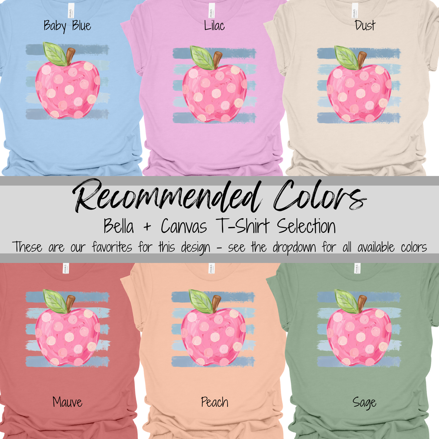 Pink Polka Dot Apple | Watercolor Teacher Tee