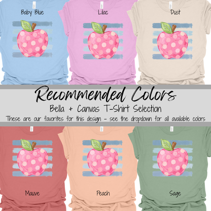 Pink Polka Dot Apple | Watercolor Teacher Tee
