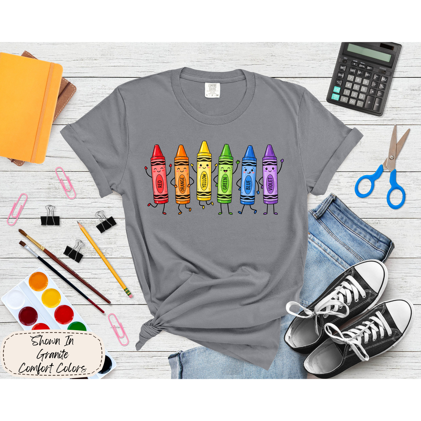 Classroom Fun | Happy Rainbow Crayons Graphic Tee