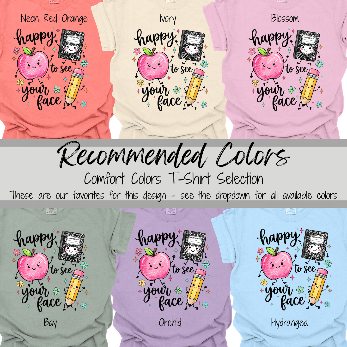 Happy to See Your Face | Smiling School Supplies Graphic Tee