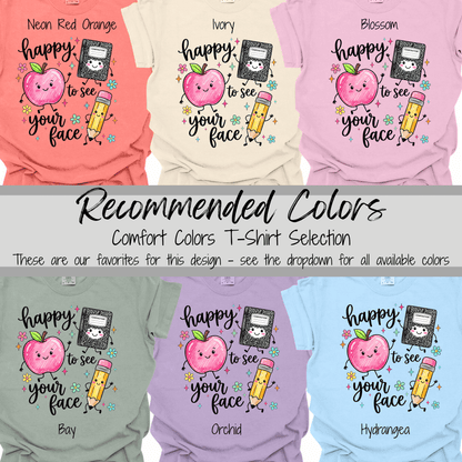 Happy to See Your Face | Smiling School Supplies Graphic Tee