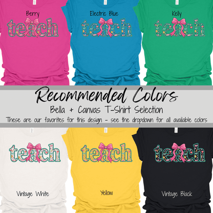 Teach | Preppy Bow Typography Graphic Tee