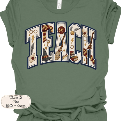 Wizard Classroom | Faux Embroidered TEACH Tee