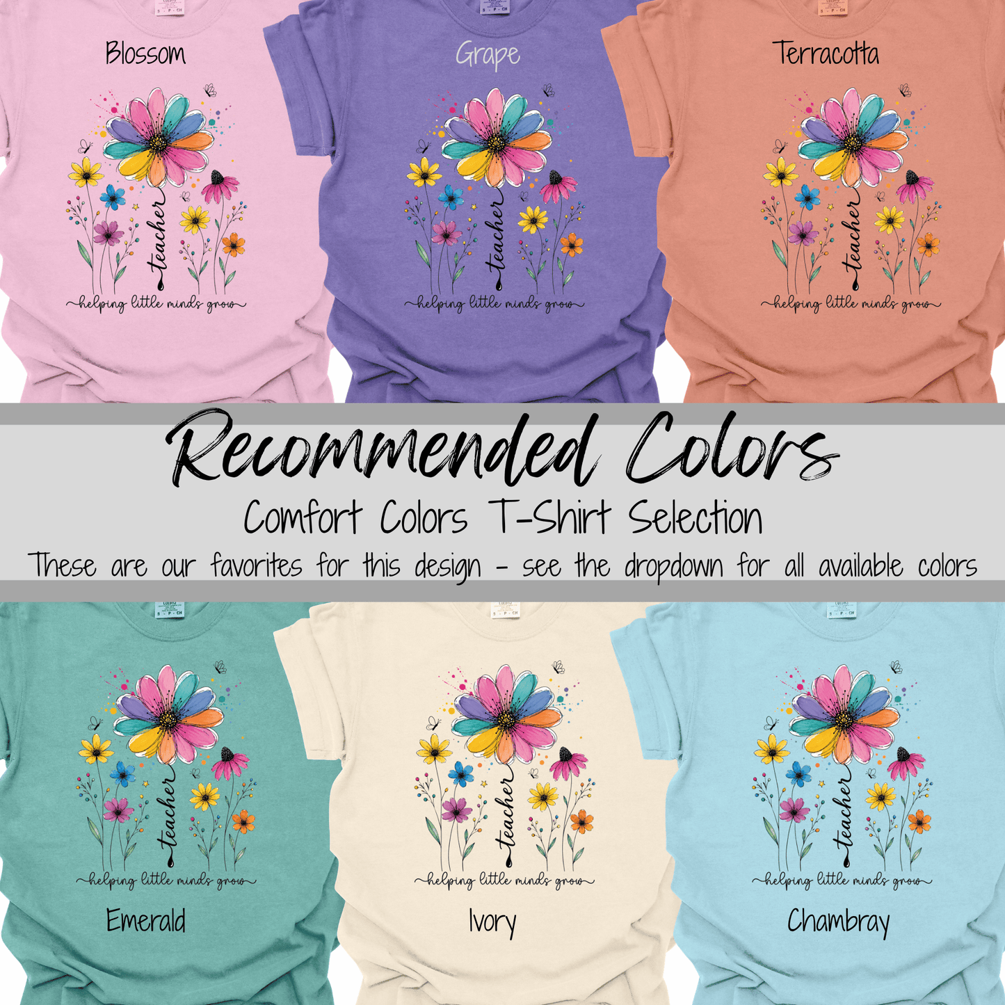Floral Teacher | Helping Little Minds Grow Graphic Tee