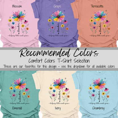 Floral Teacher | Helping Little Minds Grow Graphic Tee
