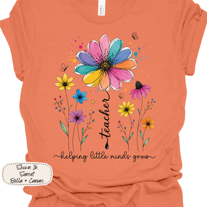 Floral Teacher | Helping Little Minds Grow Graphic Tee