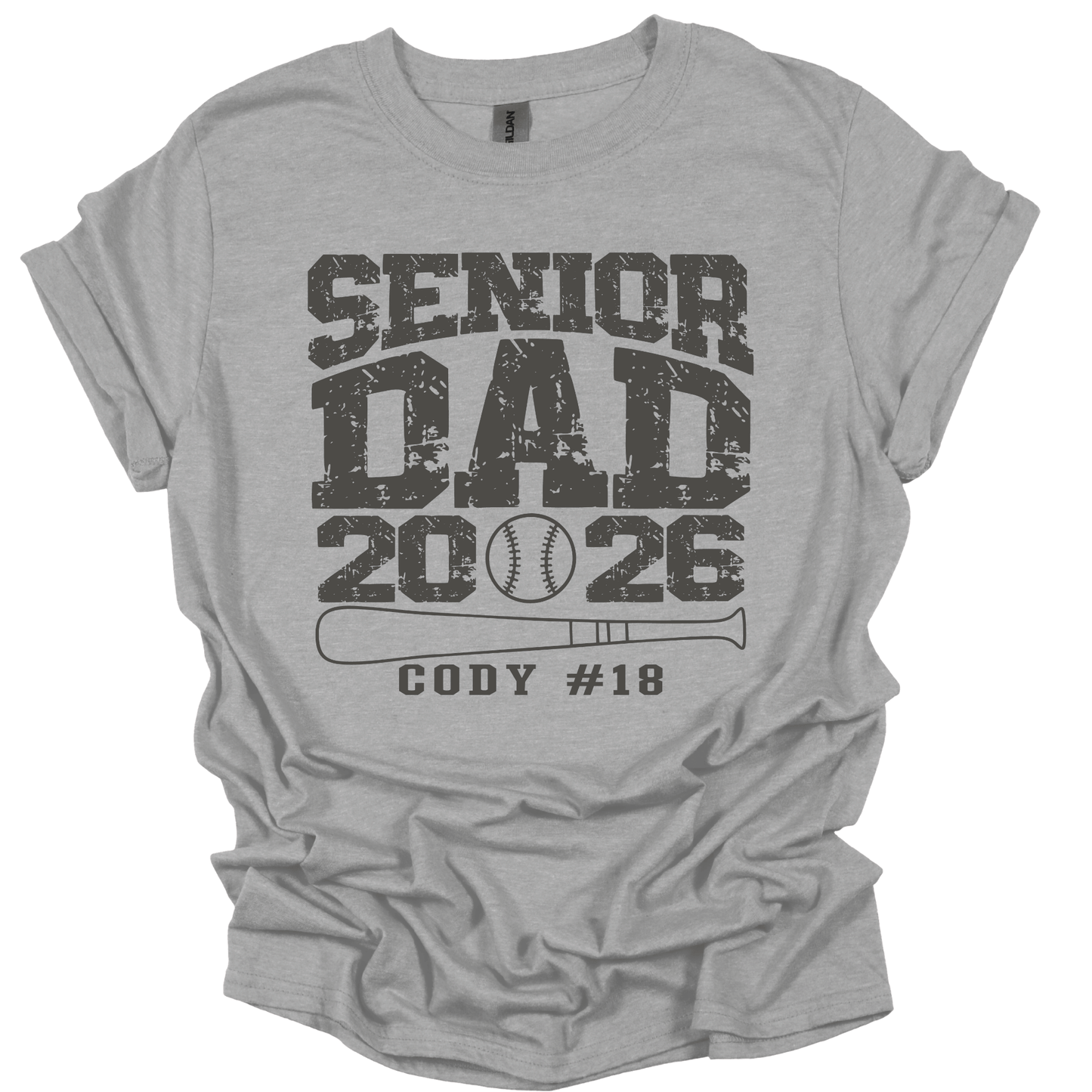 Senior Dad Baseball Tee – Custom Name & Number – Class of 2026