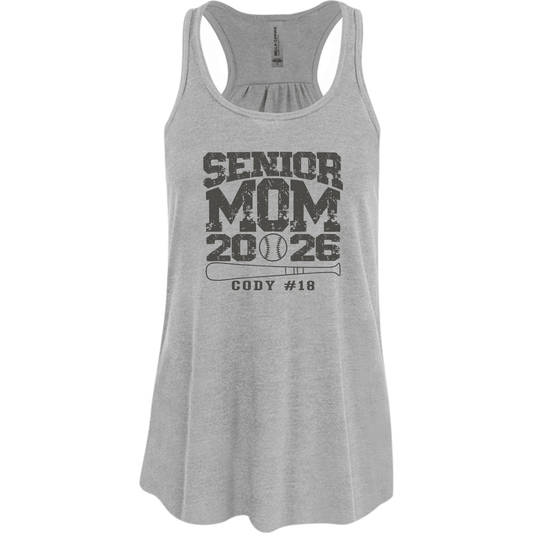 Senior Mom Baseball Tank – Bella+Canvas - Custom Name & Number – Class of 2026