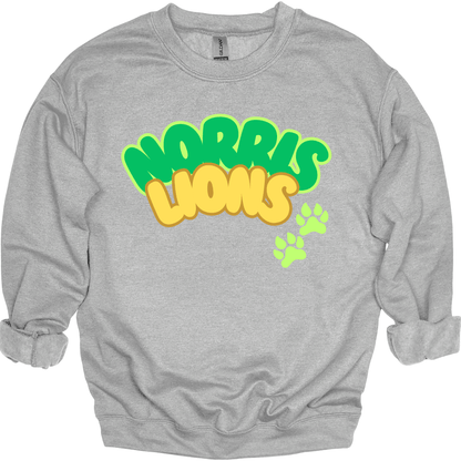 Norris Lions Bubble Letters Crewneck Sweatshirt | Youth & Adult