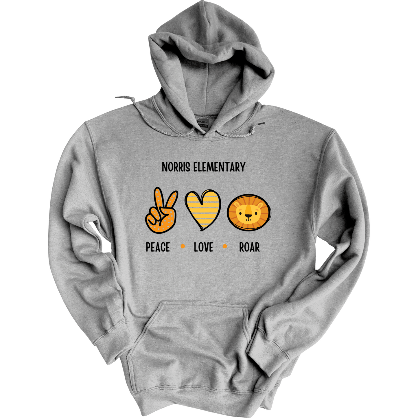 Norris Elementary: Peace, Love, Roar Hoodie Sweatshirt | Youth & Adult