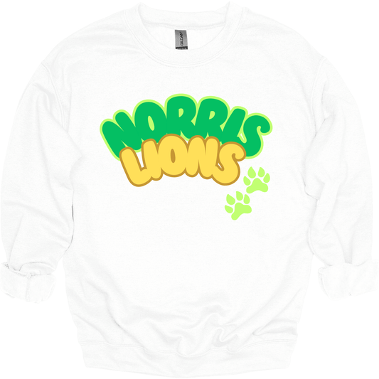Norris Lions Bubble Letters Crewneck Sweatshirt | Youth & Adult